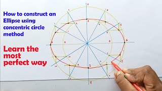 How to draw an Ellipse using the concentric circle method [upl. by Itsur]