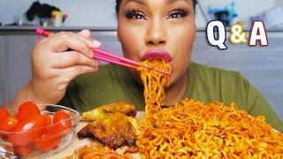 NUCLEAR NOODLES ROTISSERIE CHICKEN MUKBANG┃QampA [upl. by Hgielyak]