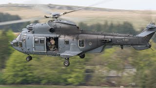 Dutch Cougars and Apaches working low level during an exercise in the UK [upl. by Aiekam]