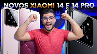 OFICIAL Xiaomi 14 e 14 Pro lançados Tela indestrutível câmeras incríveis e preço de S23 FE [upl. by Oidgime]