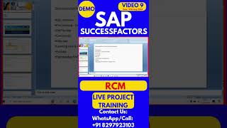 SAP SuccessFactors RCM Training Video 9 25th Aug 2024 sapsuccessfactorstraining [upl. by Avla555]