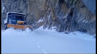 Snow clearance operation starts near Zojila on SrinagarLeh Highway [upl. by Ahsimit509]