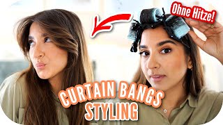 CURTAIN BANGS OHNE HITZE STYLEN 🤩 SUPER EINFACH amp SCHNELL  Sanny Kaur [upl. by Letnwahs]