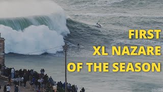 FIRST XL NAZARE SWELL OF THE SEASON [upl. by Sonitnatsnoc]