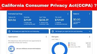 Google Adsense  California Consumer Privacy ActCCPA in Hindi Video [upl. by Rubina97]