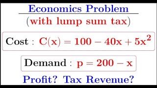 Apply differential calculus in solving economic problems when the government imposes a lump sum tax [upl. by Atinit]