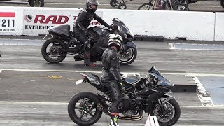 H2 Ninja vs Hayabusa  motorcycles drag racing [upl. by Nairrad]