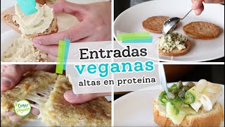 ENTRADAS VEGANAS ALTAS EN PROTEÍNA  Carpaccio olivada de hummus pan de queso y requesón [upl. by Enrev]