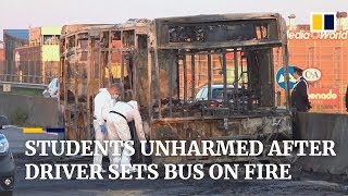 Driver hijacks school bus in Italy and sets it on fire children escape unhurt [upl. by Assillim]