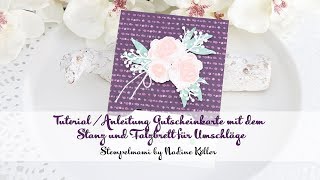 Tutorial  Anleitung Gutscheinkarte Eisblüten Stanz und Falzbrett für Umschläge  Stampin Up [upl. by Ynwat]