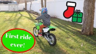 6 YEAR OLD GETS FIRST DIRT BIKE FOR CHRISTMAS [upl. by Yvi]