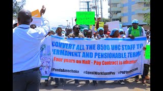 Healthcare workers under UHC programme stage demo in Nairobi [upl. by Eylrahc]