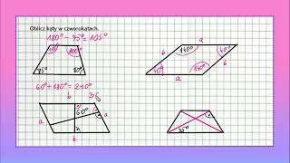 OBLICZANIE MIAR KĄTÓW kąty w czworokatach klasa 5 6  zadanie 2 [upl. by Betteanne]