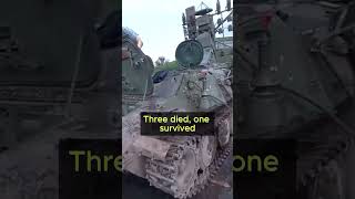 Russian soldier washes comrades remains from combat vehicle after three troops died during battle [upl. by Labana]