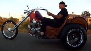 76 Year Old Man Rides 1969 Honda CB750 Custom Chopper Trike [upl. by Ayardna436]