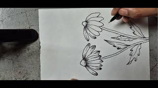 easy art for beginners Flower drawing Rima dey [upl. by Elyac]