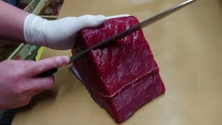 Tuna Maguro Sashimi cutting  CUTTING Tuna For SASHIMI amp SUSHI [upl. by Notnirt]