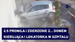 Pijana kierująca przebiła ogrodzenie i wjechała w dom TVN24 [upl. by Munt884]