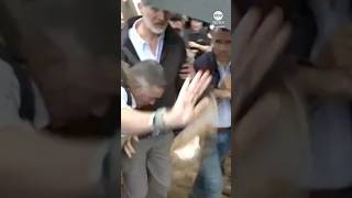 Protesters throw mud at Spain’s King Felipe during visit to floodhit area [upl. by Tiernan818]