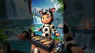 Evolution of Caterpillar 🐛 Girl Dressed as Cow Frying Fish with Cute Cat 🐱  shorts [upl. by Tigirb]