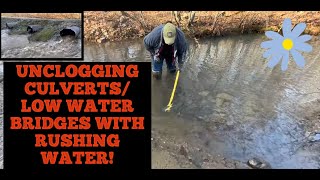 UNCLOGGING CULVERTS WITH RUSHING WATER AND LEAVES 032024 NT39 [upl. by Linet]