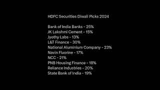 HDFC SECURITIES DIWALI PICKS 2024 latest stockmarket nifty diwalispecial [upl. by Annail]