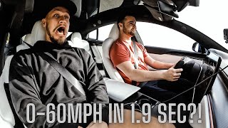 INSANE Tesla Model S Plaid Acceleration  060MPH REACTION [upl. by Nomzaj]