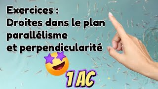 exercices corrigés sur droites dans le plan parallélisme et perpendicularité 1ac [upl. by Enialem]