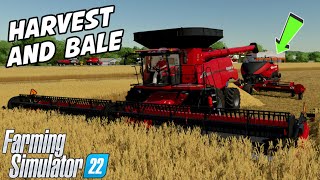 How To Harvest And Bale In One Pass  Farming Simulator 22 [upl. by Aihsi]