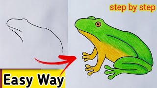 Frog Drawing Easy Step by Step  How To Draw Frog Easy Way  Drawing Frog Easily [upl. by Moreta356]