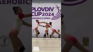 Trio collaboration team🇷🇴 aerobicgymnastics aerobic gymnast acrobatics romania fig athletics [upl. by Nodnal]