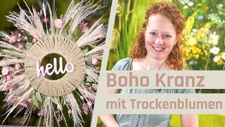 DIY Boho Deko Kranz Wanddeko mit Trockenblumen der beliebte Einrichtungstrend im Vintage Stil [upl. by Enomrej]