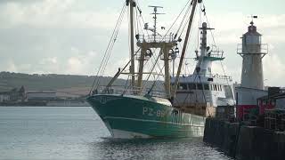 Newlyns biggest beam trawler enters the port [upl. by Norvol]