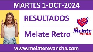 Resultado del sorteo Melate Retro del martes 1 de octubre de 2024 [upl. by Weinrich]