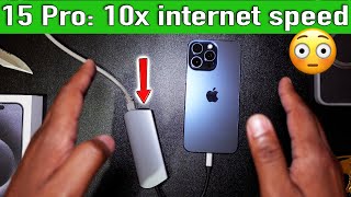 iPhone 15 Pro gets INSANE internet speeds with Ethernet Cable [upl. by Ruosnam]