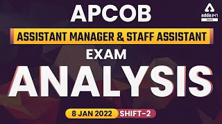 APCOB Exam Analysis 2022  Assistant Manager amp Staff Assistant  Shift 2 [upl. by Kachine696]