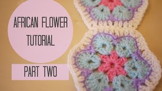 CROCHET African flower tutorial PART TWO  Bella Coco [upl. by Edik]