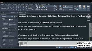 RTDISPLAY AutoCAD Autocad OLE zoom Autocad Image zoom Autocad PAN Autocad Raster Autocad Zoom [upl. by Eiramasil]