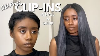 HOW TO clip in hair extensions SHORT HAIR tutorial  install amp blend [upl. by Mlohsihc821]