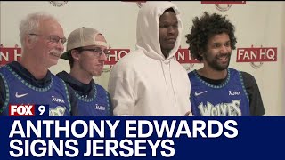 Anthony Edwards signs jerseys at Ridegdale Mall I KMSP FOX 9 [upl. by Ron691]