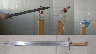 Messer vs bottles in slomo  Schola Gladiatoria cutting challenge 3 [upl. by Bonne]