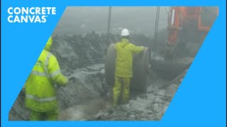 Concrete Canvas CC Ditch Lining  Caerphilly Wales Wet Weather Installation [upl. by Schwinn]