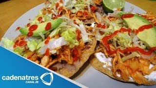 Receta para preparar tostadas de pollo con chipotle Receta de tostadas  Tostadas de pollo [upl. by Batory622]