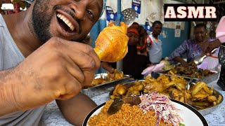 Mukbang Asmr Jollof Rice ChickenStreet Food Interview with 15yrs MAMA PUT cooking Experience [upl. by Lindsley696]