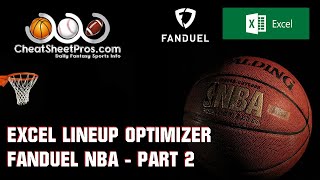 Fanduel NBA Excel Optimizer part 2 [upl. by Ettenrahc]