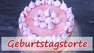 Schlichte GEBURTSTAGSTORTE BACKEN schnell amp einfach mit Schaumkussfüllung  ohne Fondant [upl. by Cymbre]