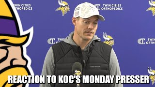 Reaction to Minnesota Vikings Head Coach Kevin OConnells Monday Presser [upl. by Sihunn276]