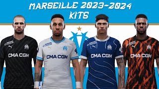 Olympique Marseille New Season Kits 20232024 PES2021 Sider olympiquedemarseille pes2021kits [upl. by Snilloc]