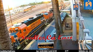 Needles CA  BNSF Needles Sub MP 578  East  SouthWest RailCams LIVE [upl. by Ardnaeed1]