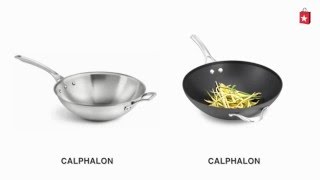 Calphalon AccuCore Stainless Steel 12 In Flat Bottom Wok Comparison Video [upl. by Noived]